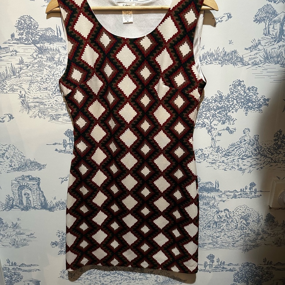 Esley Red and Black Geometric Mini Dress